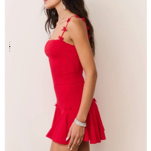 NWT LoveShackFancy Garrett Top & Meryl Rib Mini Skirt Set Candy Apple Holiday - Picture 3 of 7